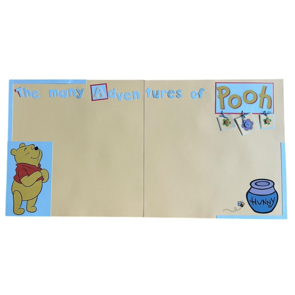 Disney Winnie Pooh Bear Scrapbook Page Layout 12x12 Two Pages Handmade Memories